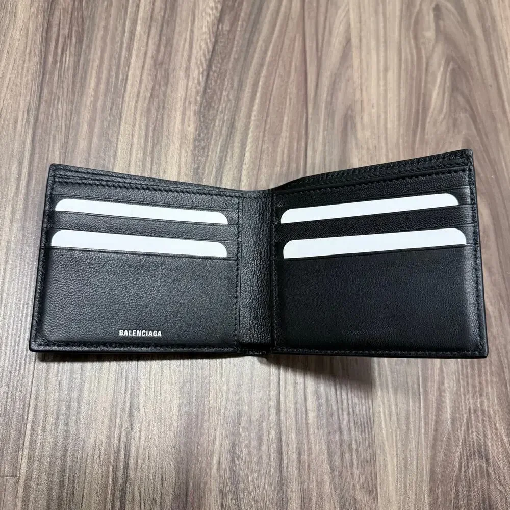 NEW Balenciaga Le Cagole Bifold Black Leather Wallet